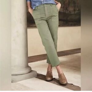 Frank & Eileen Blackstone Pants size 6 Green Twill Raw‎ Hem Ankle Khakis